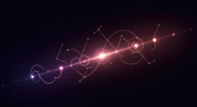 A vibrant image symbolizing the predetermined path of life influenced by cosmic forces and celestial alignments, representing fate and universal order ,chart ,forecast ,karma
