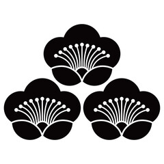 家紋です。三つ盛匂い梅といいます。