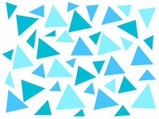 Fototapeta premium Hand-drawn colorful triangles in blue. Simple geometric abstract design.