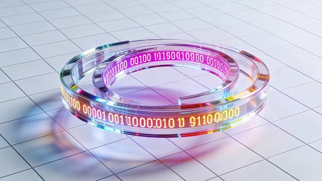 Binary code spiral on tiled surface