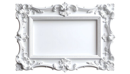 Ornate, empty rectangular frame with detailed floral relief, on black background