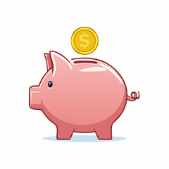Flat Design Piggy Bank Finance Icon