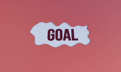 3D Illustration of Goal Word on Fluid Wave Shape, Red Abstract Background