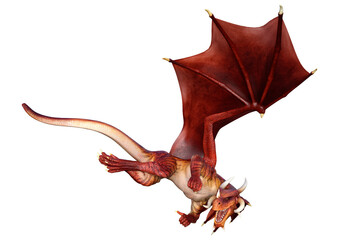 3D Rendering Fairy Tale Dragon on White