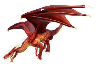 3D Rendering Fairy Tale Dragon on White