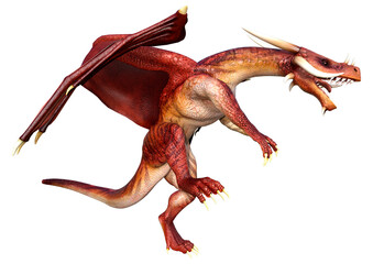 3D Rendering Fairy Tale Dragon on White