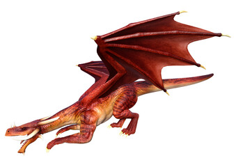 3D Rendering Fairy Tale Dragon on White