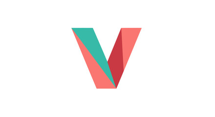 3D Letter V with Colorful Gradient Effect.