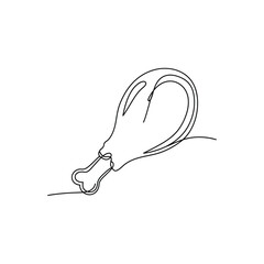 Continuous line drawing of a turkey leg with a bone  simple minimalist art