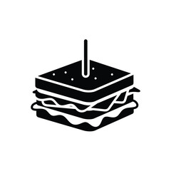 Black and white illustration of a square sandwich on white background