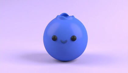 Adorable Blueberry Character with a Sweet Smile on a Light Background.