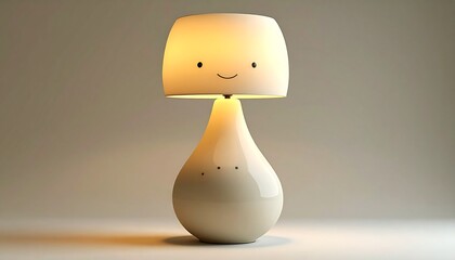 Adorable Lamp with a Smiling Face Illuminating a Room.
