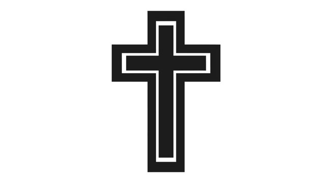 Simple Black Christian Cross Symbol.