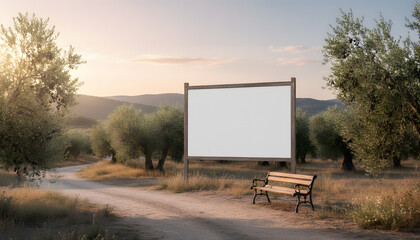 billboard blank for outdoor advertising poster or blank billboard for advertisement near olives field