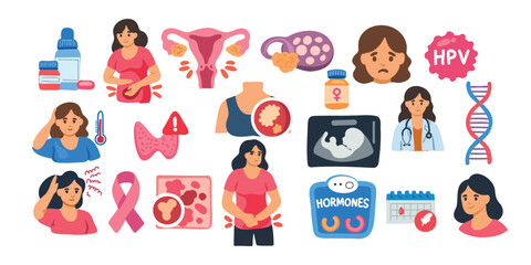 digital illustrations of common women&rsquo;s health issues