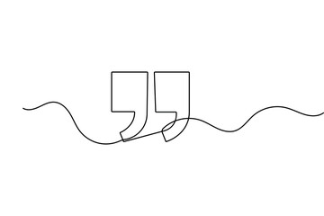 Obraz premium Continuous one line quote mark symbol modern minimal outline vector design