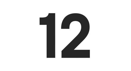 Large Black Number Twelve on White.