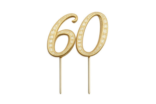 Elegant gold diamond 60 cake topper celebrating anniversary