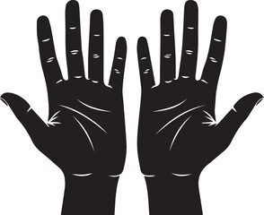 Obraz premium Open Hands Silhouette Vector Illustration for Prayer Hope Support and Community Helping Hand