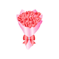 Illustration of a bouquet of roses on a white background.