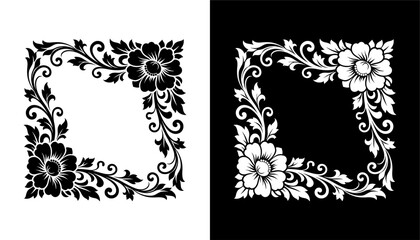 Corner vector icon set. frame floral illustration sign collection. vintage symbol. border logo.