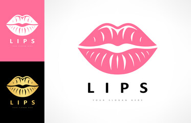 Lips logo. Female lips print