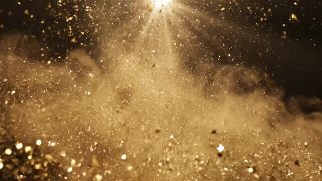 Golden particles swirling in space