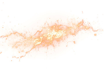 Glowing orange energy streak PNG isolated on transparent background with spark particles