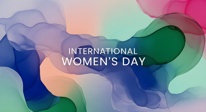 Abstract colorful fluid ink background design for international womens day celebration and greeting card concept