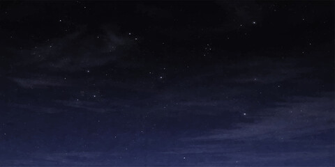 An abstract night sky textured with a dark blue galaxy nebula and bright stars shining through a storm of clouds and smoke under the light of the moon in the deep space universe © Black Art