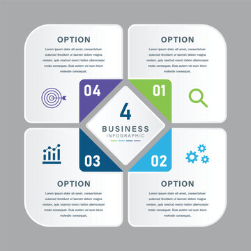 4 Option Diamond Business Infographic Template for Presentation