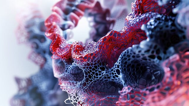 National Colorectal Cancer Awareness Month:3D cutaway render of intestinal wall layers showing polyp formation, anatomically accurate tissue structure, villi detail visible,