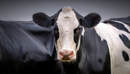 cow with a white face and black spots is standing next to another cow