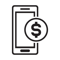 A sleek minimalist icon of a smartphone paired with a dollar sign symbol, illustrating mobile banking, digital payments, and finance.
