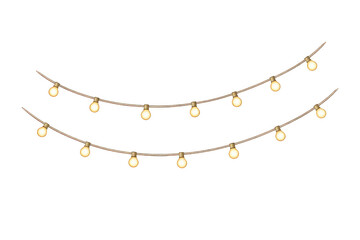 Warm String Lights Garland Isolated, Cozy Decorative Hanging Bulbs Illustration