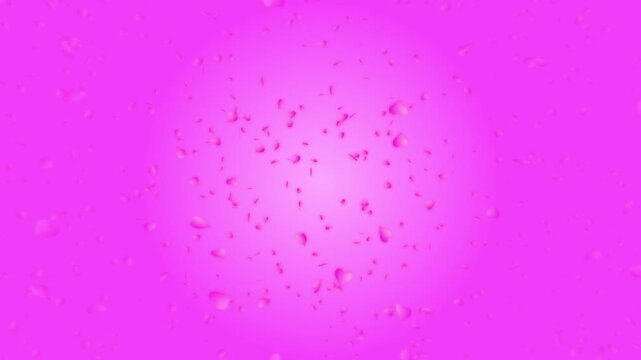 Pink heart shapes being lit up and falling down on pink background. Abstract background for Happy Valentine's day and wedding ceremony.