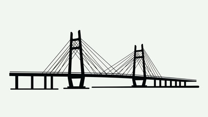 Obraz premium Cable Stayed Bridge Silhouette Graphic Illustration.