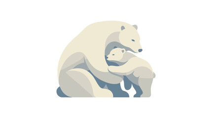 Obraz premium A mother polar bear and her cub.
