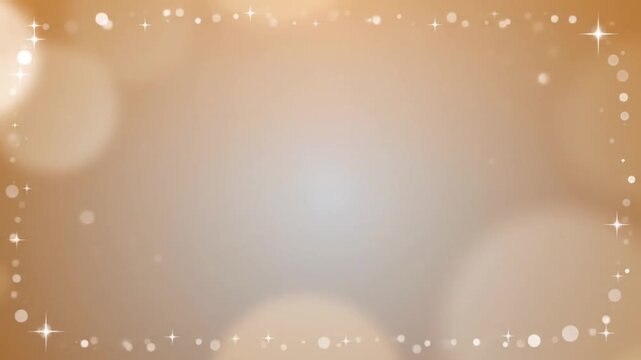 A warm, ethereal video background featuring dynamic gold and bronze tones. Soft bokeh lights gently pulse while a delicate border of twinkling stars and particles subtly animates around a central foc