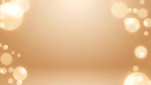 Continuous video of abstract golden bokeh lights floating and rising against a warm, gradient background, offering a festive, shimmering, and luxurious visual effect.
