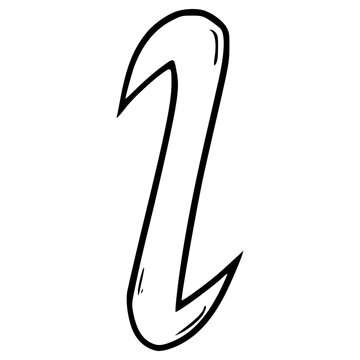 iota Greek alphabet illustration hand drawn outline vector