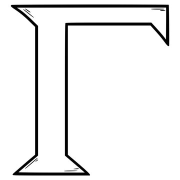 gamma Greek alphabet illustration hand drawn outline vector
