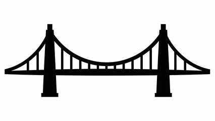 Obraz premium Suspension Bridge Silhouette Against White Background.