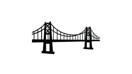 Obraz premium Suspension Bridge Silhouette Graphic Illustration.