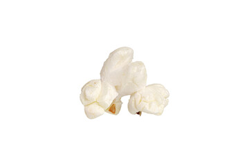 Small group of popcorn kernels representing fun and entertainment. Clear studio isolate on white. Great for social media content, streaming service ads, and family event promotions.