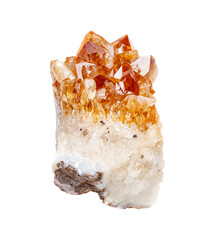 A vibrant citrine gemstone on a white isolated background, displaying rich yellow tones with a lustrous surface. Perfect for spiritual decor or high-end jewelry design.