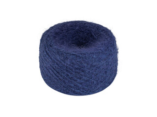 A Blue fluffy yarn ball with a soft, airy texture, isolated on a white background. Perfect for knitting, crocheting, or craft projects, this delicate skein adds a gentle serene touch to handmade