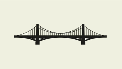 Fototapeta premium Suspension Bridge Silhouette Graphic Illustration.