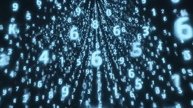 Digital numbers and letters in motion