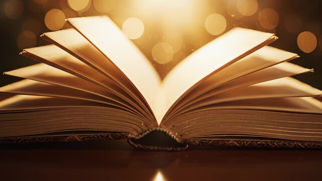Open book with glowing pages